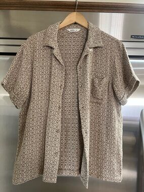 3sixteen Short-Sleeve Button-Down in Taupe Geo